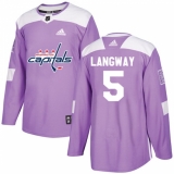 Men's Adidas Washington Capitals #5 Rod Langway Authentic Purple Fights Cancer Practice NHL Jersey