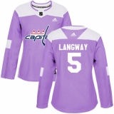 Women's Adidas Washington Capitals #5 Rod Langway Authentic Purple Fights Cancer Practice NHL Jersey
