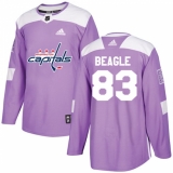 Youth Adidas Washington Capitals #83 Jay Beagle Authentic Purple Fights Cancer Practice NHL Jersey