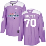 Men's Adidas Washington Capitals #70 Braden Holtby Authentic Purple Fights Cancer Practice NHL Jersey