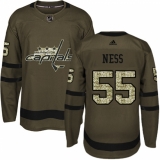 Men's Adidas Washington Capitals #55 Aaron Ness Authentic Green Salute to Service NHL Jersey