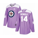 Men's Winnipeg Jets #14 Ville Heinola Authentic Purple Fights Cancer Practice Hockey Jersey