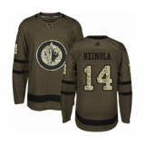 Men's Winnipeg Jets #14 Ville Heinola Authentic Green Salute to Service Hockey Jersey