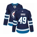 Women's Winnipeg Jets #49 Logan Shaw Authentic Navy Blue Home Hockey Jersey