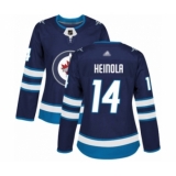 Women's Winnipeg Jets #14 Ville Heinola Authentic Navy Blue Home Hockey Jersey