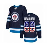 Youth Winnipeg Jets #88 Nathan Beaulieu Authentic Navy Blue USA Flag Fashion Hockey Jersey