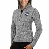 Winnipeg Jets Antigua Women's Fortune Zip Pullover Sweater Black