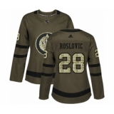 Women's Adidas Winnipeg Jets #28 Jack Roslovic Authentic Green Salute to Service NHL Jersey