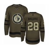Youth Adidas Winnipeg Jets #28 Jack Roslovic Authentic Green Salute to Service NHL Jersey