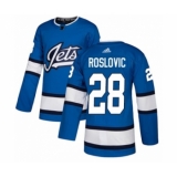 Men's Adidas Winnipeg Jets #28 Jack Roslovic Authentic Blue Alternate NHL Jersey