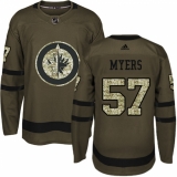 Men's Adidas Winnipeg Jets #57 Tyler Myers Authentic Green Salute to Service NHL Jersey