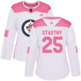 Women's Adidas Winnipeg Jets #25 Paul Stastny Authentic White Pink Fashion NHL Jersey