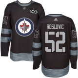 Men's Adidas Winnipeg Jets #52 Jack Roslovic Premier Black 1917-2017 100th Anniversary NHL Jersey