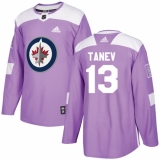 Men's Adidas Winnipeg Jets #13 Brandon Tanev Authentic Purple Fights Cancer Practice NHL Jersey