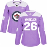 Women's Adidas Winnipeg Jets #26 Blake Wheeler Authentic Purple Fights Cancer Practice NHL Jersey