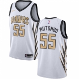 Men's Nike Atlanta Hawks #55 Dikembe Mutombo Swingman White NBA Jersey - City Edition