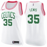 Women's Nike Boston Celtics #35 Reggie Lewis Swingman White/Pink Fashion NBA Jersey