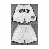 Men's Brooklyn Nets White Shorts