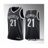 Men's Brooklyn Nets #21 Noah Clowney Black 2023 Draft Icon Edition Stitched Basketball Jersey