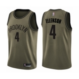 Men's Brooklyn Nets #4 Henry Ellenson Swingman Green Salute to Service Basketball Jersey