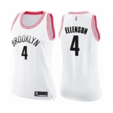 Women's Brooklyn Nets #4 Henry Ellenson Swingman White Pink Fashion Basketball Jerse
