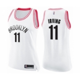Women's Brooklyn Nets #11 Kyrie Irving Swingman White Pink Fashion Basketball Jersey