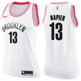 Women's Nike Brooklyn Nets #13 Shabazz Napier Swingman White Pink Fashion NBA Jersey