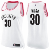 Women's Nike Brooklyn Nets #30 Dzanan Musa Swingman White Pink Fashion NBA Jersey