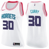 Women's Nike Charlotte Hornets #30 Dell Curry Swingman White/Pink Fashion NBA Jersey