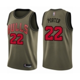 Youth Chicago Bulls #22 Otto Porter Swingman Green Salute to Service Basketball Jersey