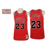 Men's Mitchell and Ness Chicago Bulls #23 Michael Jordan Authentic Red Final Patch Throwback NBA Jersey
