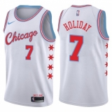 Men's Nike Chicago Bulls #7 Justin Holiday Authentic White NBA Jersey - City Edition