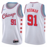 Youth Nike Chicago Bulls #91 Dennis Rodman Swingman White NBA Jersey - City Edition