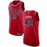 Women's Nike Chicago Bulls #42 Robin Lopez Authentic Red Road NBA Jersey - Icon Edition