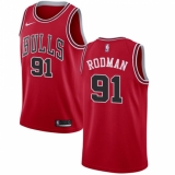 Youth Nike Chicago Bulls #91 Dennis Rodman Swingman Red Road NBA Jersey - Icon Edition