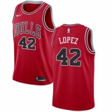 Youth Nike Chicago Bulls #42 Robin Lopez Swingman Red Road NBA Jersey - Icon Edition