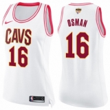 Women's Nike Cleveland Cavaliers #16 Cedi Osman Swingman White/Pink Fashion 2018 NBA Finals Bound NBA Jersey
