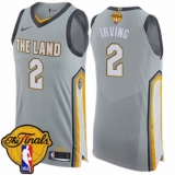 Men's Nike Cleveland Cavaliers #2 Kyrie Irving Authentic Gray 2018 NBA Finals Bound NBA Jersey - City Edition
