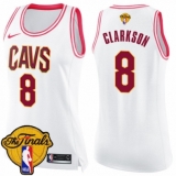 Women's Nike Cleveland Cavaliers #8 Jordan Clarkson Swingman White/Pink Fashion 2018 NBA Finals Bound NBA Jersey