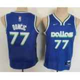 Youth Dallas Mavericks #77 Luka Doncic 2022 Blue City Edition Stitched Jersey With Sponsor