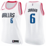 Women's Nike Dallas Mavericks #6 DeAndre Jordan Swingman White Pink Fashion NBA Jersey
