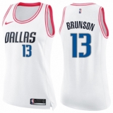 Women's Nike Dallas Mavericks #13 Jalen Brunson Swingman White/Pink Fashion NBA Jersey