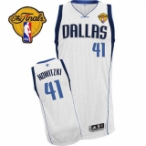 Men's Adidas Dallas Mavericks #41 Dirk Nowitzki Authentic White Home Finals Patch NBA Jersey