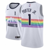 Men NBA 2018-19 Denver Nuggets #1 Michael Porter Jr. City Edition White Jersey
