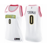 Women's Nike Denver Nuggets #0 Isaiah Thomas Swingman White Pink Fashion NBA Jersey
