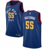Men's Nike Denver Nuggets #55 Dikembe Mutombo Authentic Light Blue Alternate NBA Jersey Statement Edition