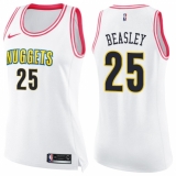 Women's Nike Denver Nuggets #25 Malik Beasley Swingman White/Pink Fashion NBA Jersey