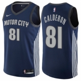 Youth Nike Detroit Pistons #81 Jose Calderon Swingman Navy Blue NBA Jersey - City Edition