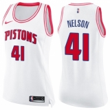 Women's Nike Detroit Pistons #41 Jameer Nelson Swingman White Pink Fashion NBA Jersey