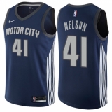 Women's Nike Detroit Pistons #41 Jameer Nelson Swingman Navy Blue NBA Jersey - City Edition
